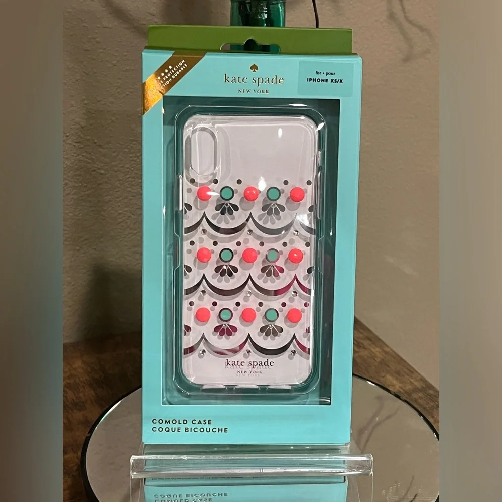 kate spade iPhone Case with Coral Pink & Teal Dot Accents, for iPhone Xs/X, new!